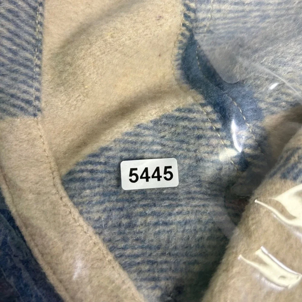 Gorpcore American Eagle Womens OS Blue Plaid Wool Blend‎ Winter Bucket Hat